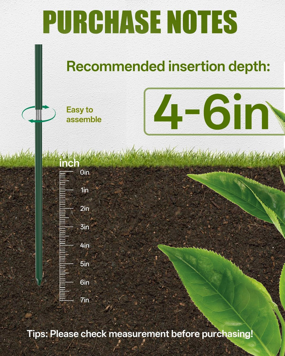 12 Pack 24 Inch Metal Plant Support Stakes for Outdoor Plants and Flowers