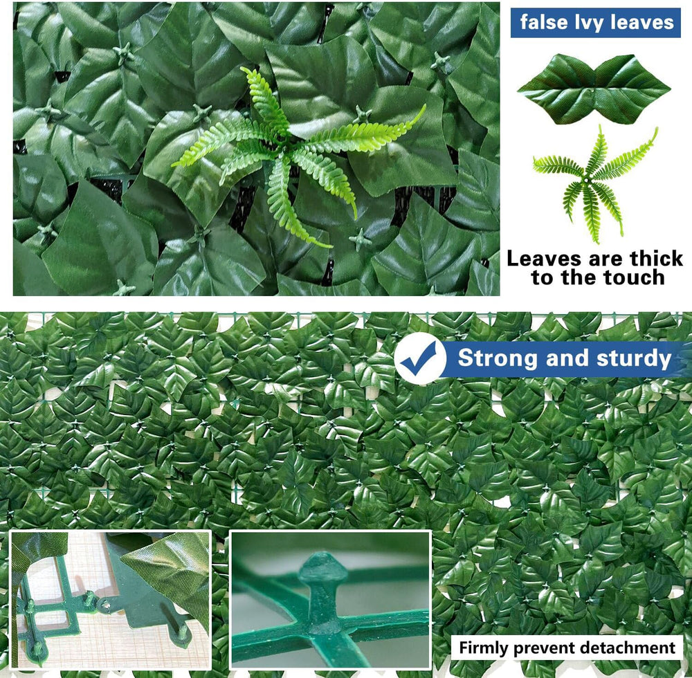 Artificial Ivy Fence Privacy Screen with Mesh Back, 59" x 158" Faux...