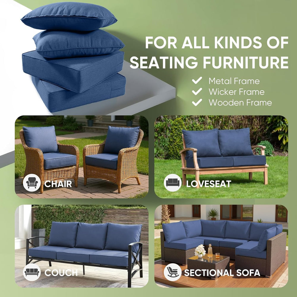 Outdoor Chair Cushions, 6 inch Thick Seat Cushion for Outdoor Furniture, Wate...