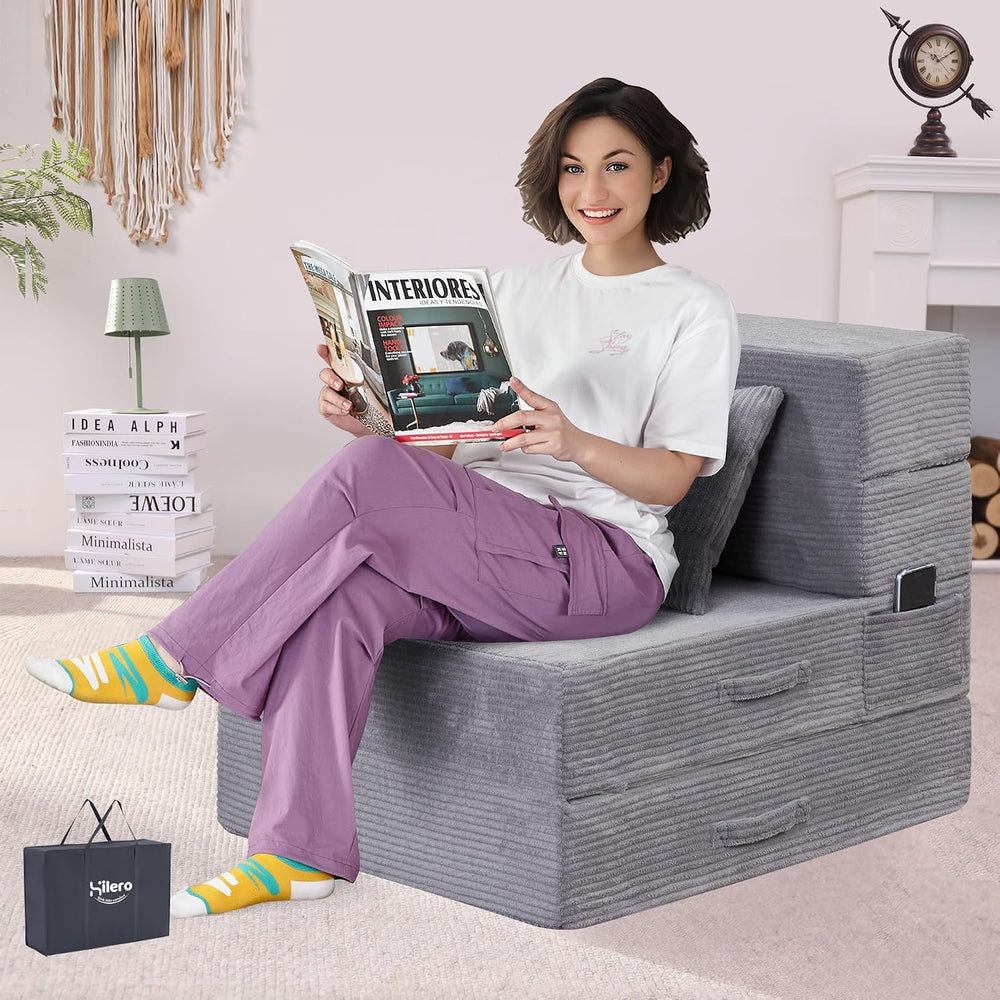 Folding Sofa Bed, Convertible Sleeper Chair Bed, Floor Sofa with Bag
