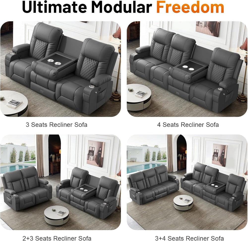 FURNIMAT Oversized Recliner Sofa Set with 2+3 Pieces in Living Room, PU Leath...