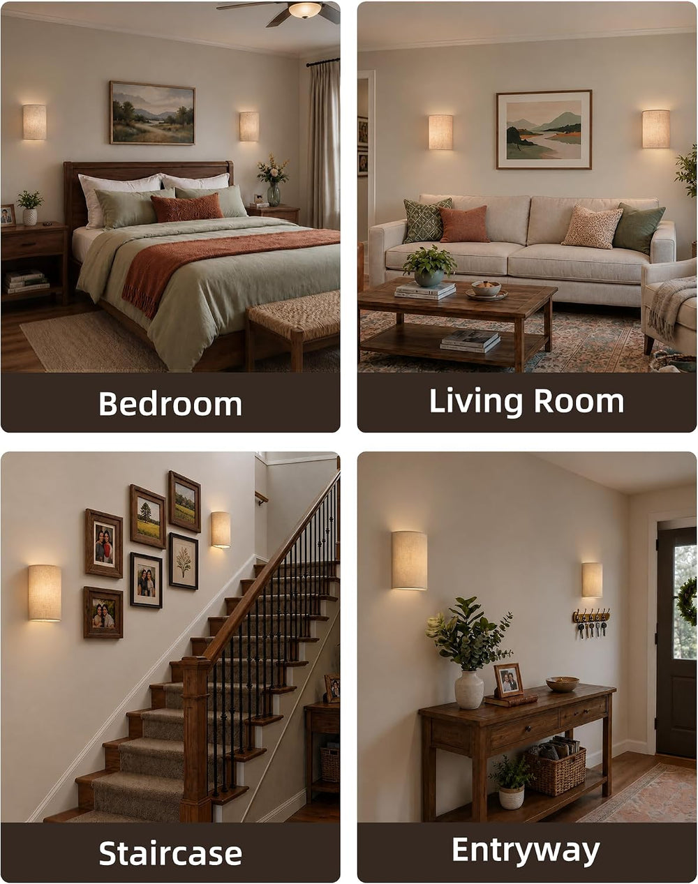 EZVALO Battery Operated Wall Sconce Set of Two with Remote, Wall Lights