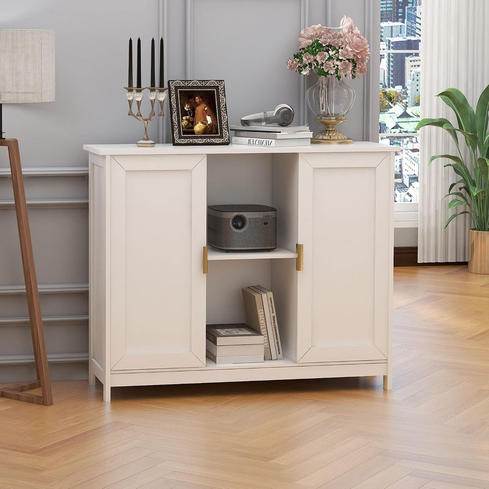 TaoHFE White Buffet Cabinet with Storage,Wooden Narrow Entryway Cabinets