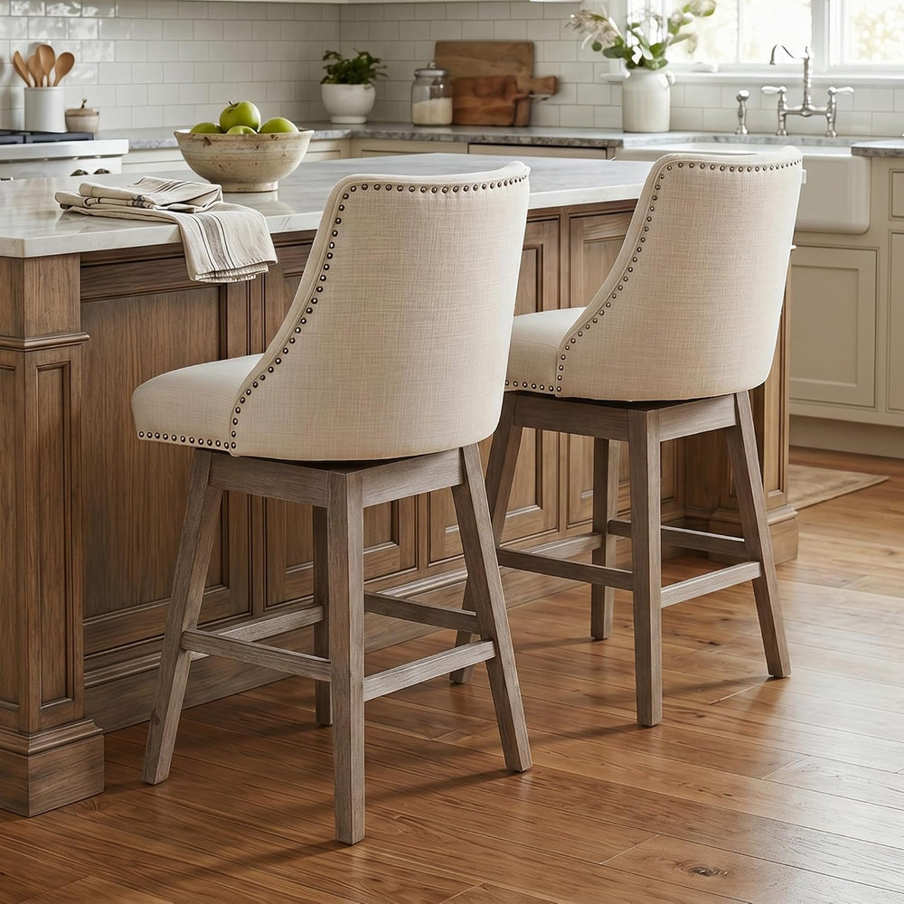 chairus Counter Height Swivel Bar Stool Chairs Set of 2 Mid-Century Modern 27...