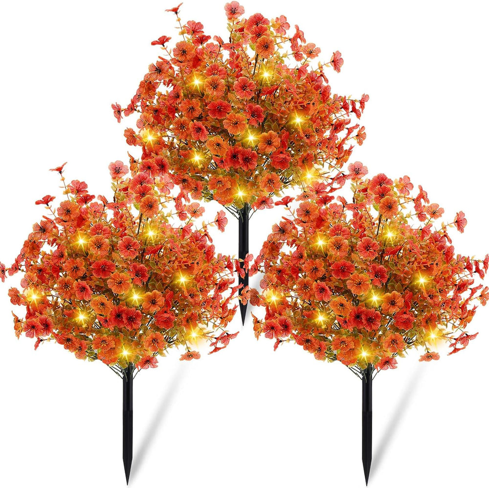 Hotop 3 Pack 24" Fall Artificial Mums Topiary Ball Tree for Outdoor