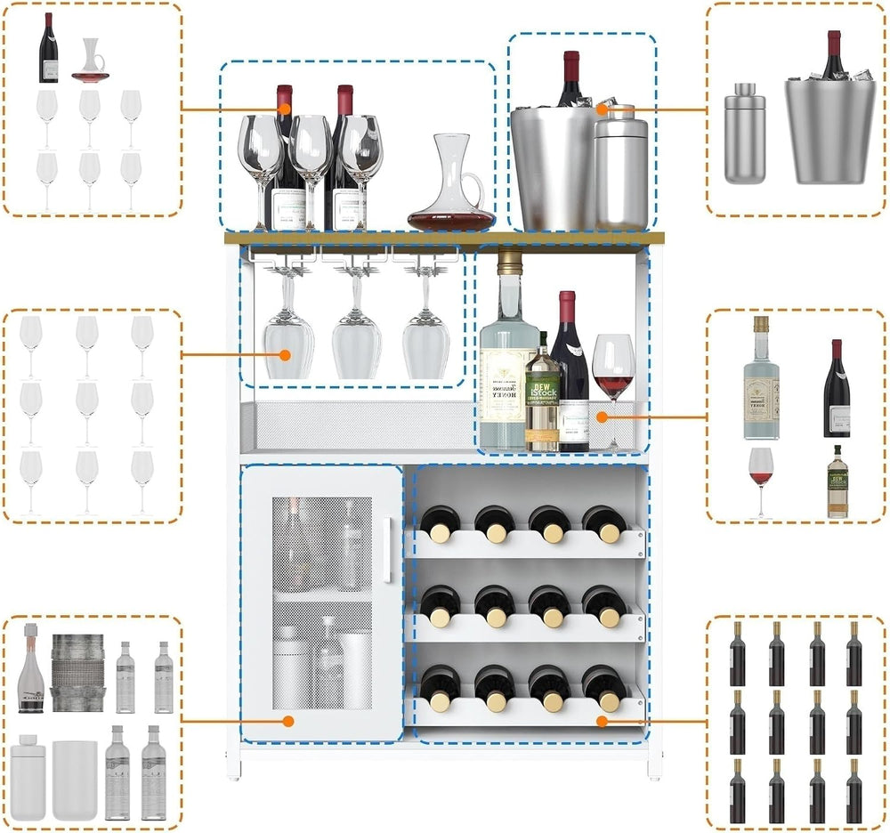 GAOMON Wine Bar Cabinet with Detachable Wine Rack, Bar Cabinet with Storage S...