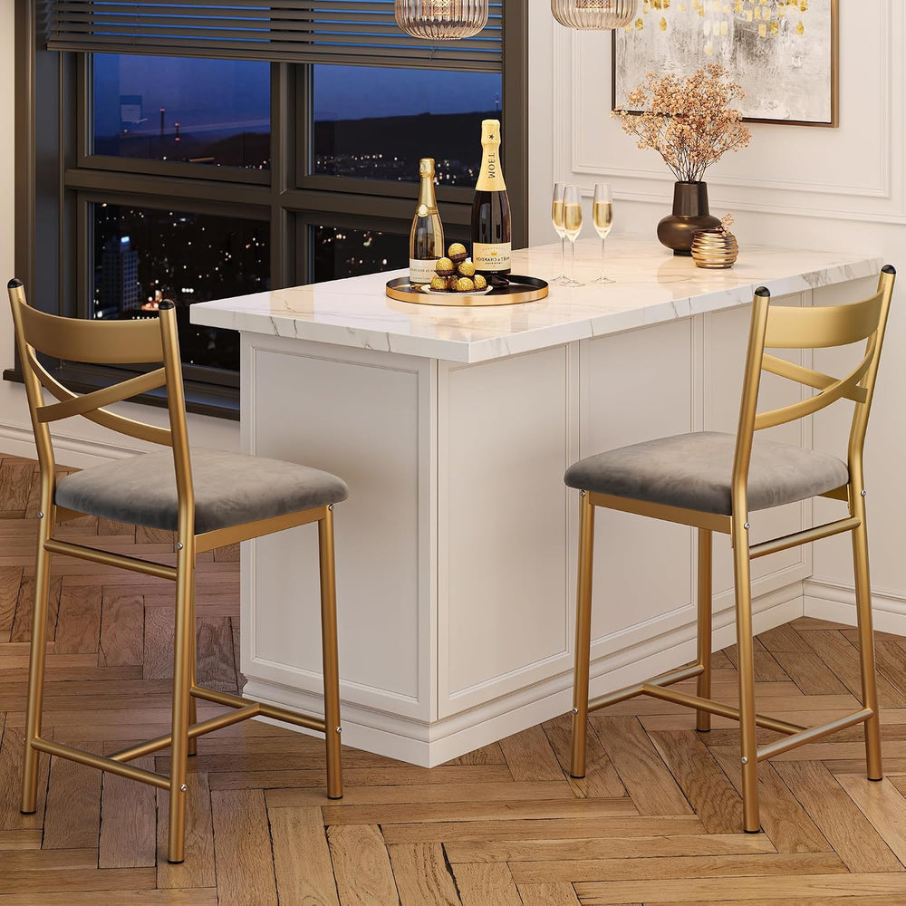 IDEALHOUSE 26" Bar Stools Set of 2, Counter Height Barstools with Back