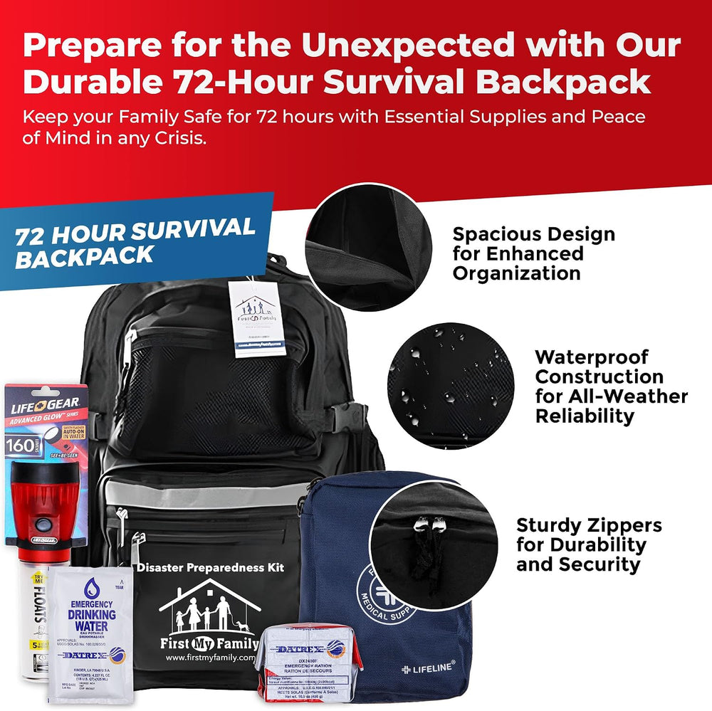 First My Family All-in-One 4 Person, 72 Hour Emergency Survival Kit for Fires...