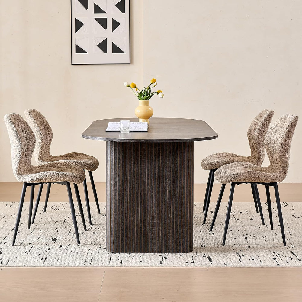 70.8" Oval Dining Table for 4 6 Person, Black
