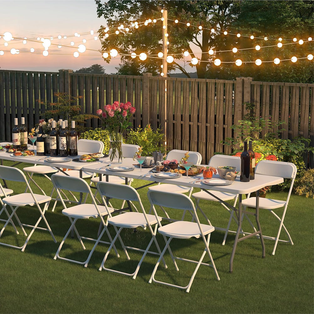 6 Pack White Folding Chairs for School Events Wedding Party Picnic