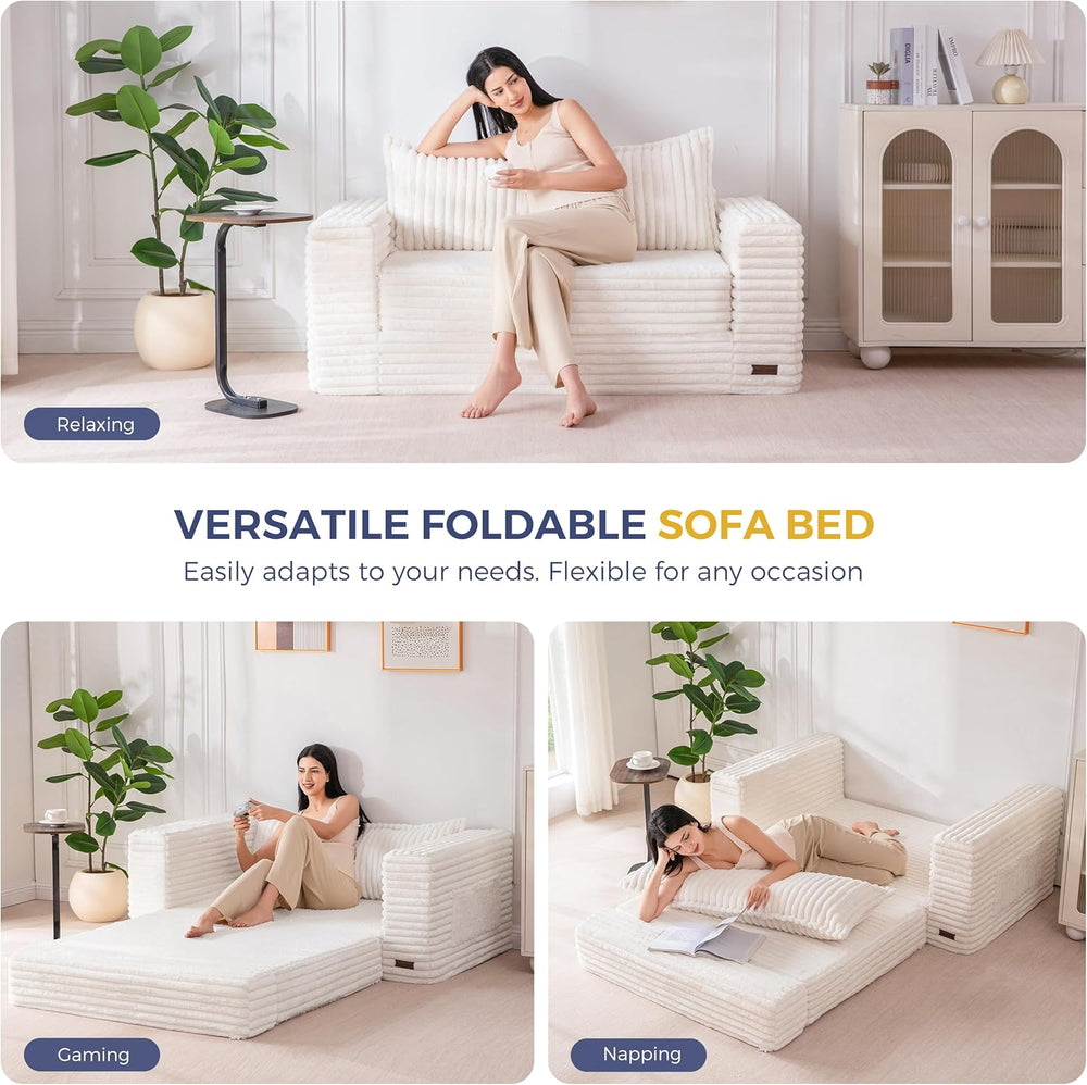 MAXYOYO Convertible Sofa Bed, Pull-Out Loveseat Couch Bed for Small Space