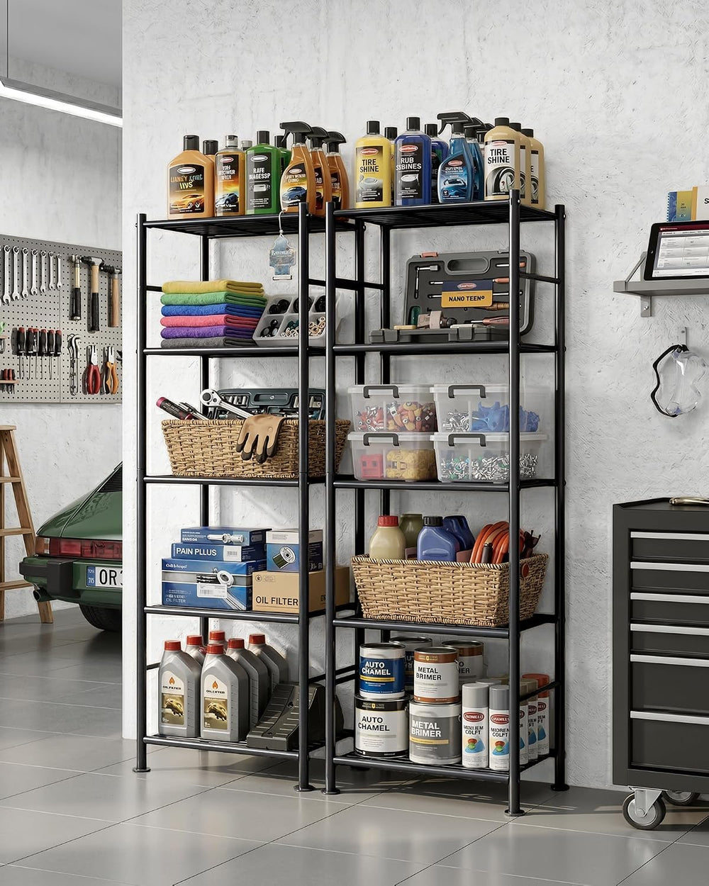 Sakugi 2-Pack 5-Tier Metal Storage Shelves, 18.4"x12.6"x57.4",...
