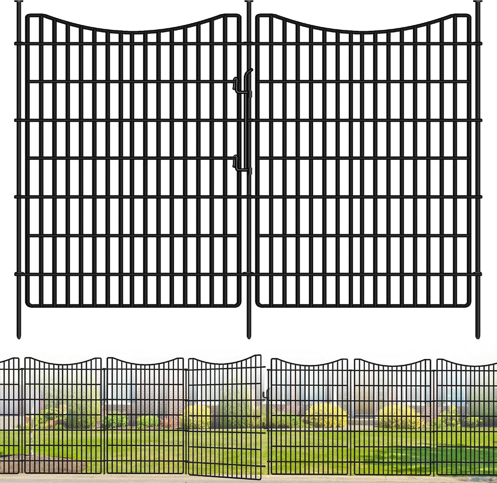 10 Panels Garden Fencing Animal Barrier with Gate, 40 in(H) X 23.6 ft(L) Dog ...