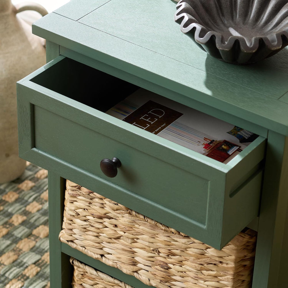SAFAVIEH Furniture - Carrie 3-Shelf Side Table - Dusty Green - Solid Wood - F...