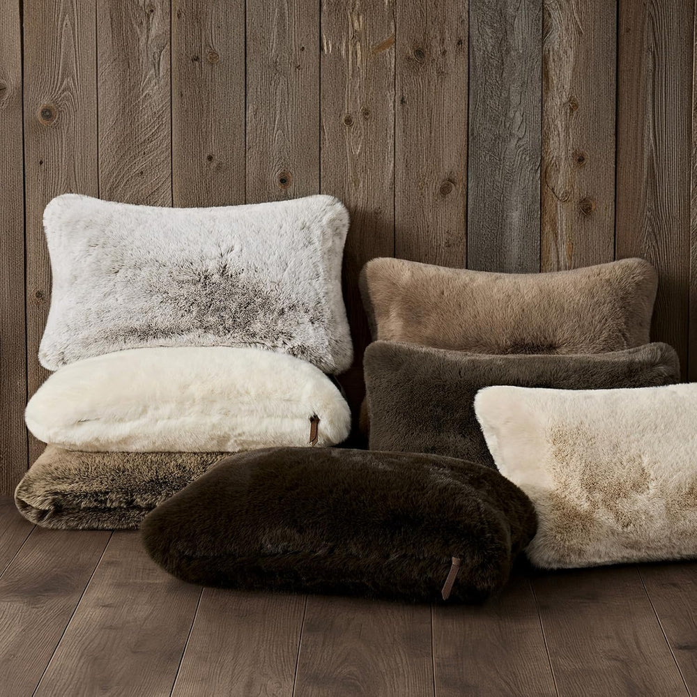 EverGrace Faux Chinchilla Fur Lumbar Pillow Cover, 12"x20", Champag...