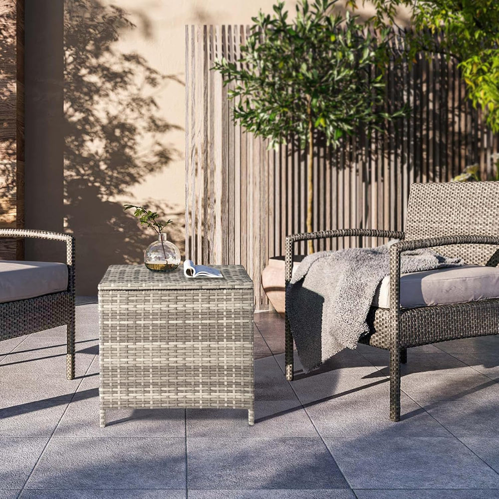VINGLI Outdoor Side Table with Storage, 27-Gallon Patio Deck Box Outdoor Wick...