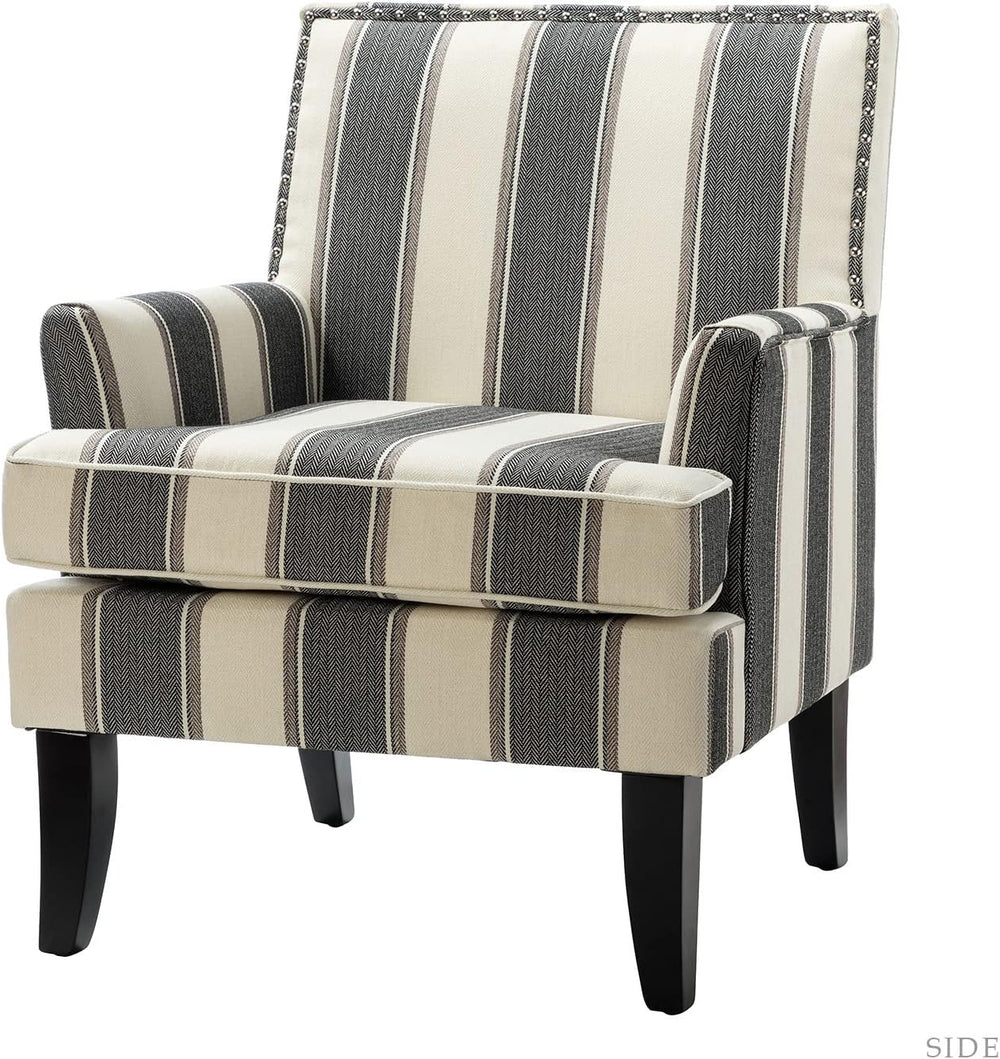 HULALA HOME Modern Accent Chair, Comfy Striped Armchair, Black