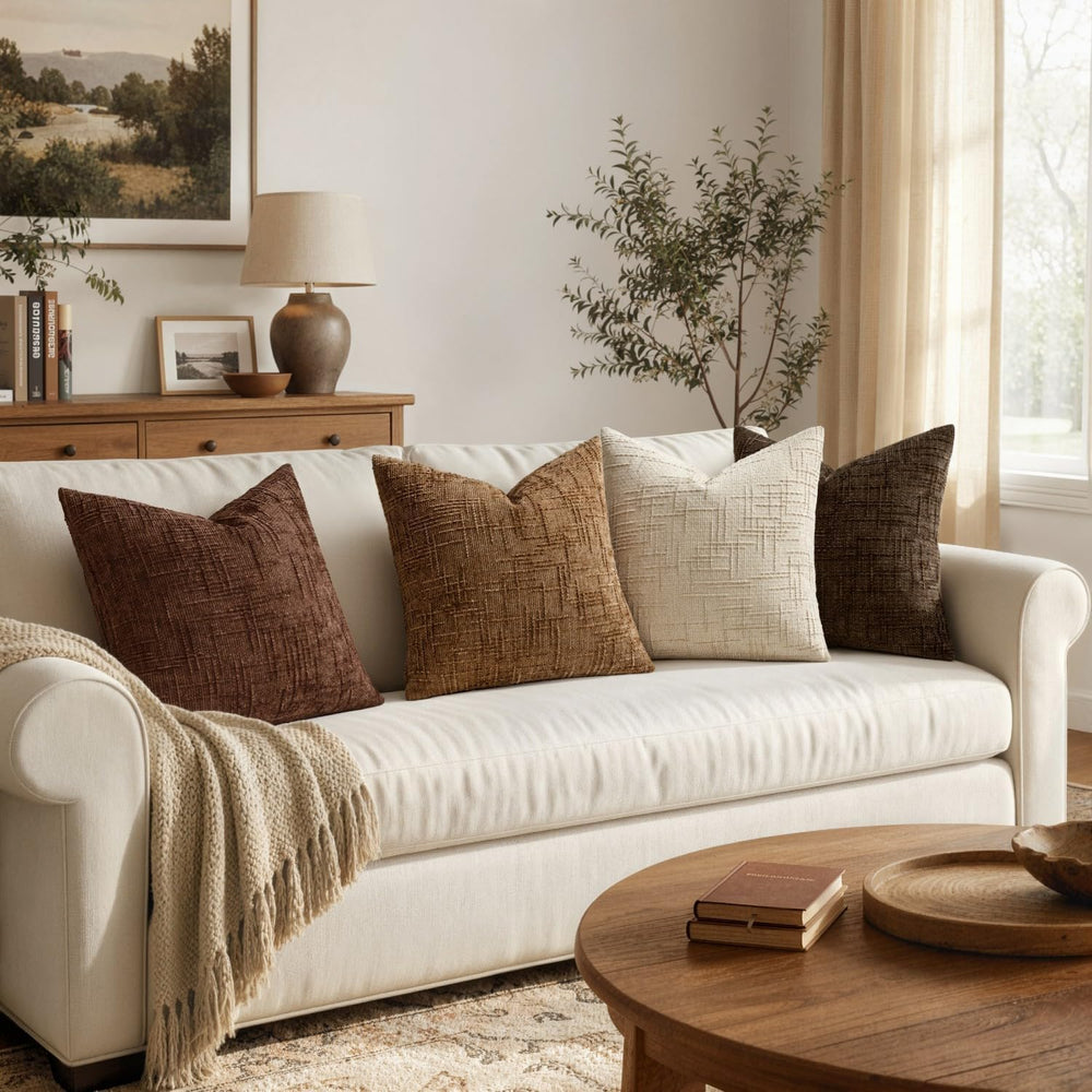 MIULEE Texture Chenille Decorative Throw Pillow Covers Dark Brown 18x18