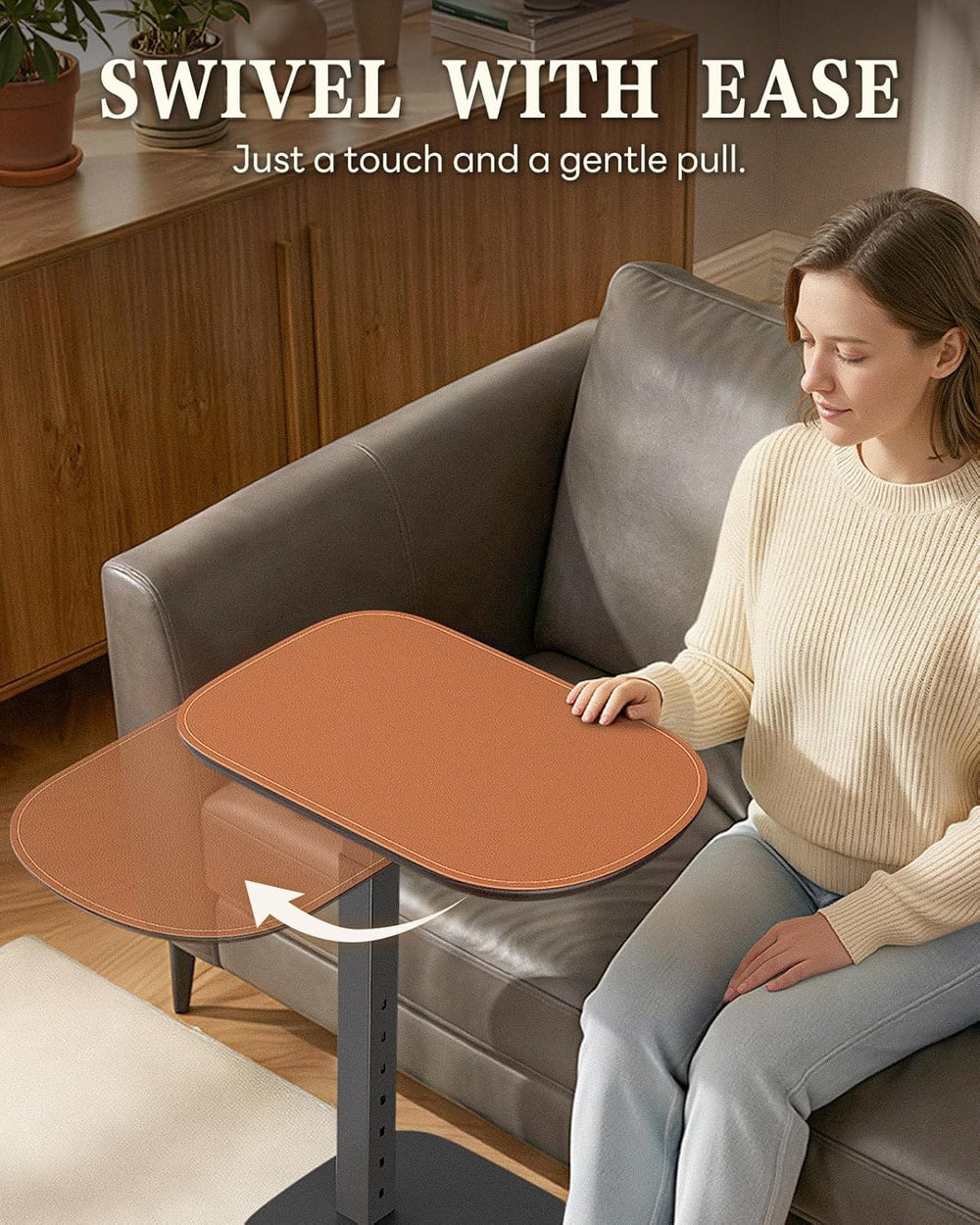 SAIJI Swivel Top TV Tray Table for Living Room Eating and Laptops