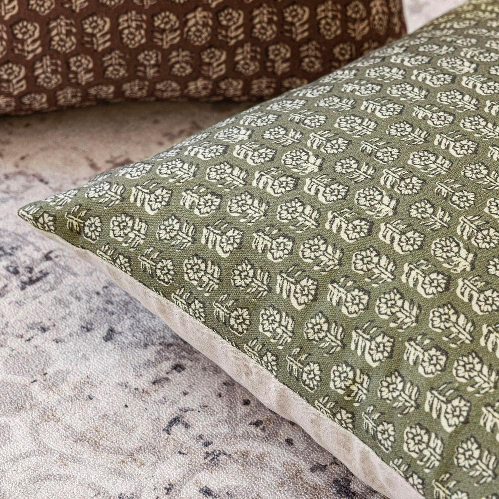 Foindtower Long Floral Print Lumbar Throw Pillow Covers 14×36 Sage Green