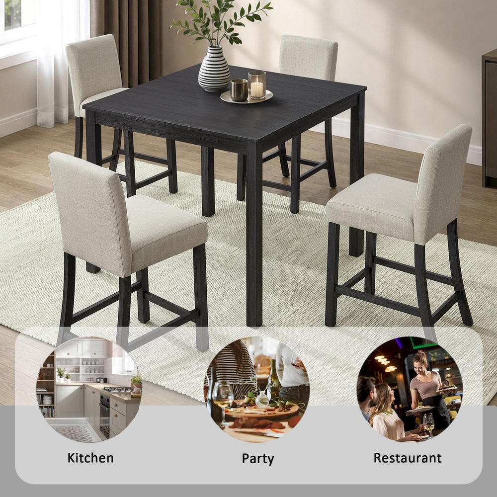 LUMISOL 5 Piece Counter Height Dining Table Set for 4 with Upholstered Chairs...