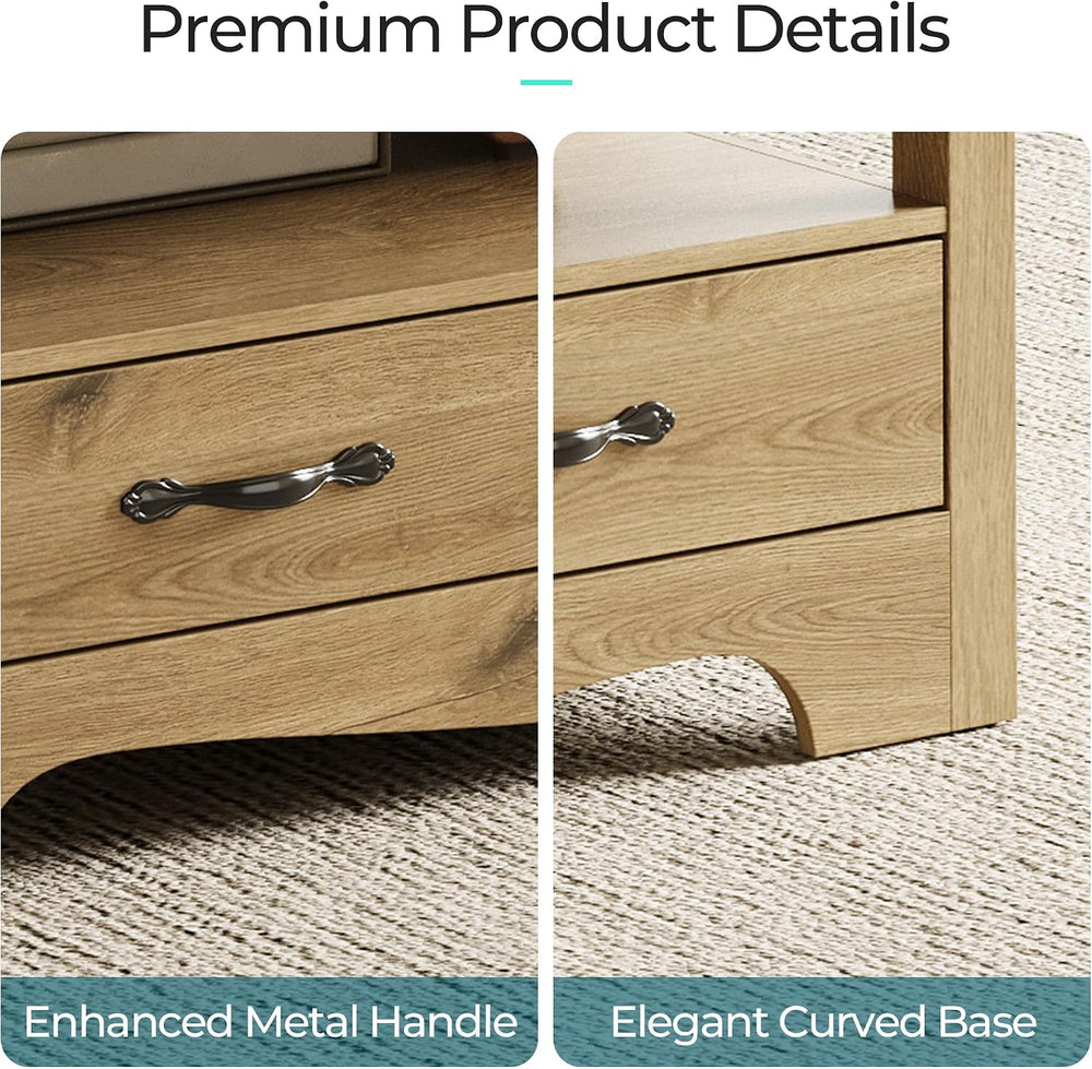 LINSY HOME Farmhouse Coffee Table with Storage, Wood Coffee Table for Living ...