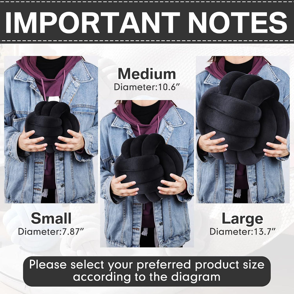 Namalu 10.6 Inches 2 Pcs Knot Pillow Decorative Throw Pillow, Black