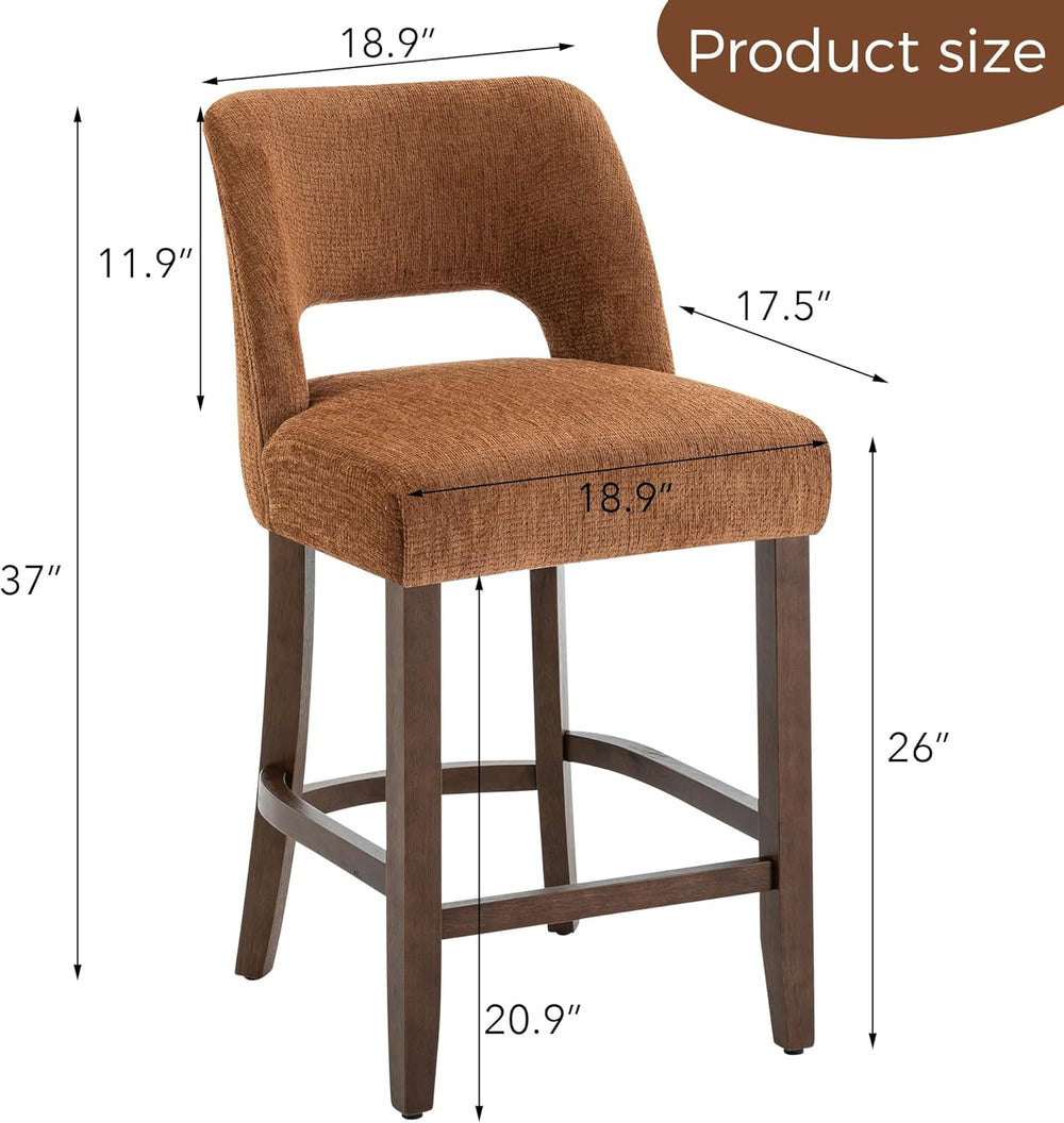 VKNOW Bar Stools Set of 4, 26" Fabric Counter Height Bar Stools, Orange
