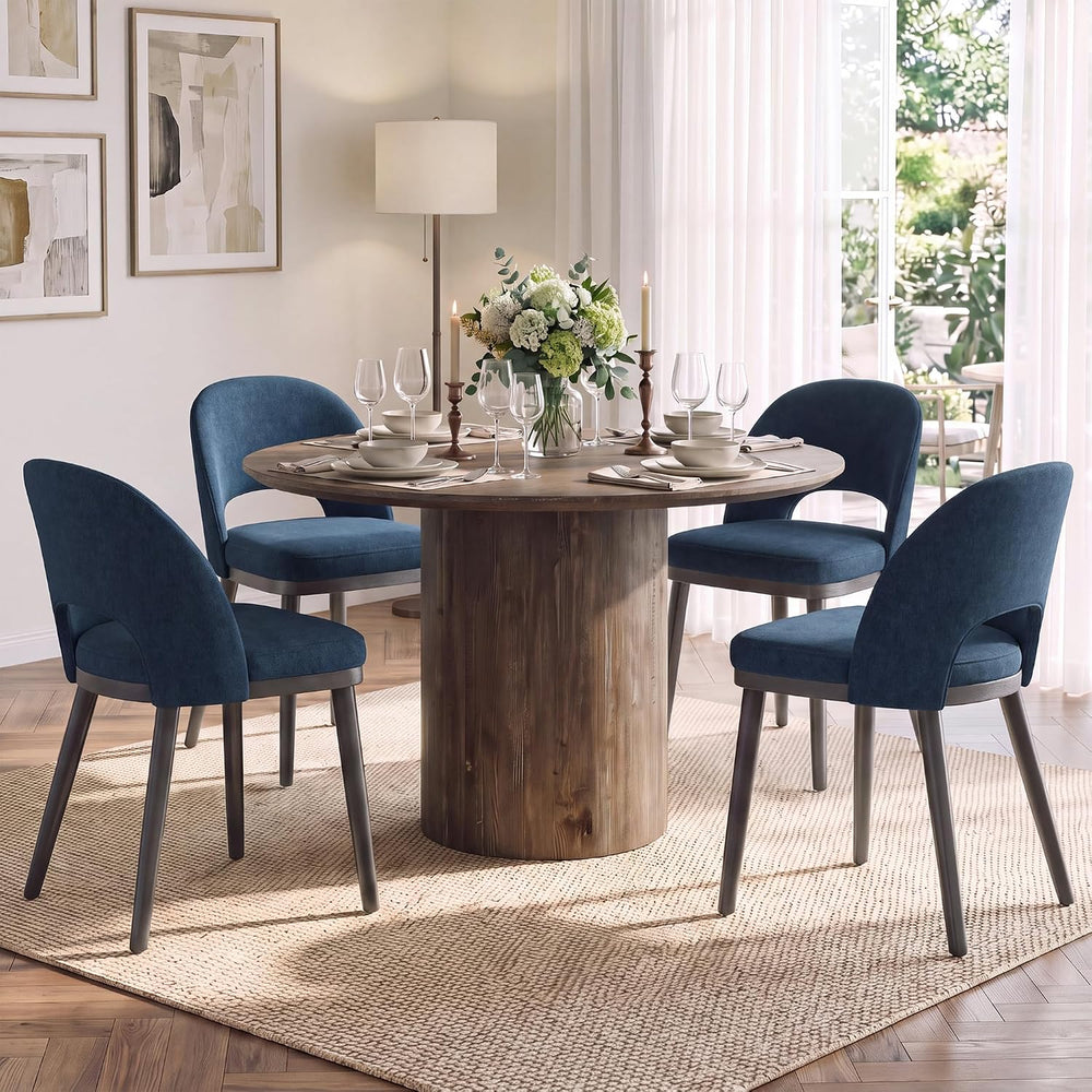 Dining Chairs Set of 4, Upholstered Dining Room Chairs with Curved Backrest