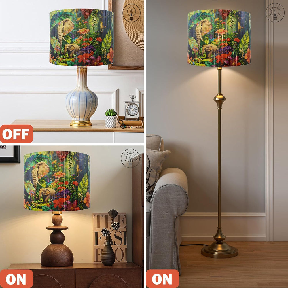 Natural Bamboo Drum Lamp Shade,Tropical Plants Covers,13×13×10 Inch Wide Rim ...
