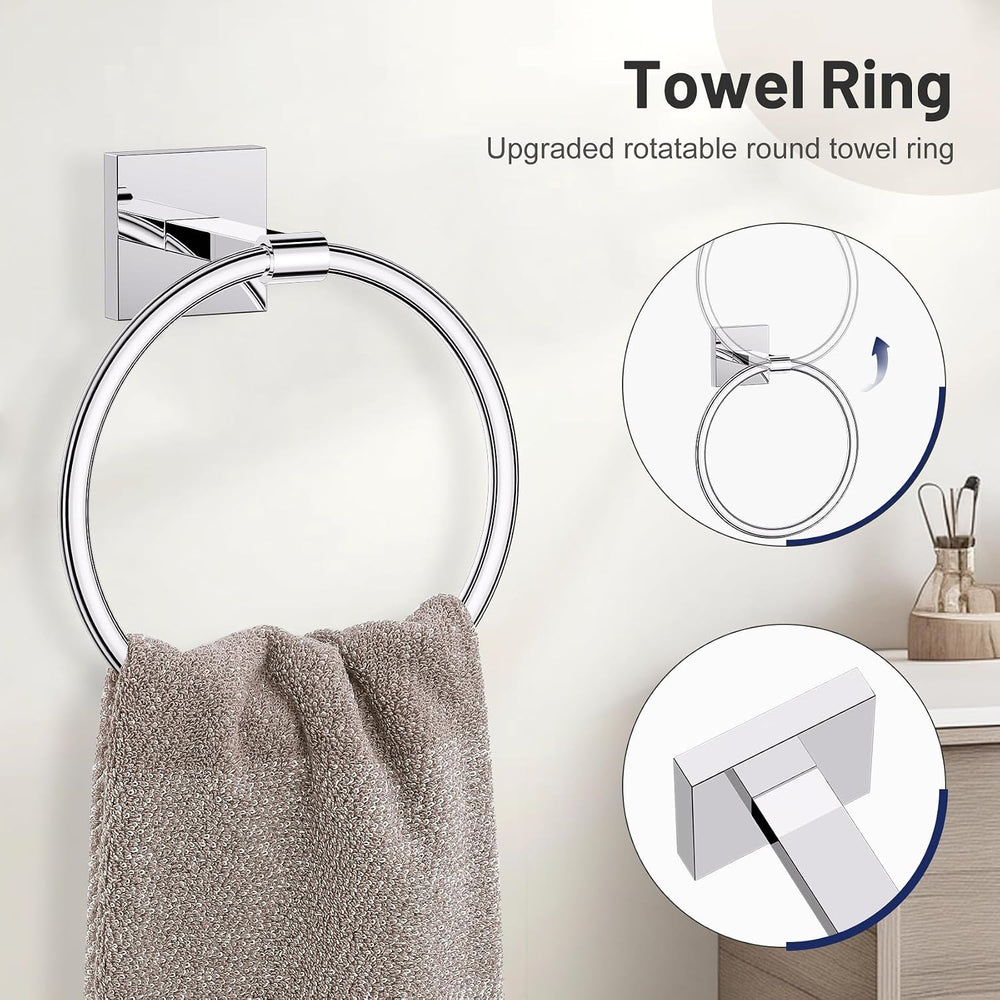 Lairuier Bathroom Hardware Set Polish Chrome, Towel Holder Set Wall Mounted