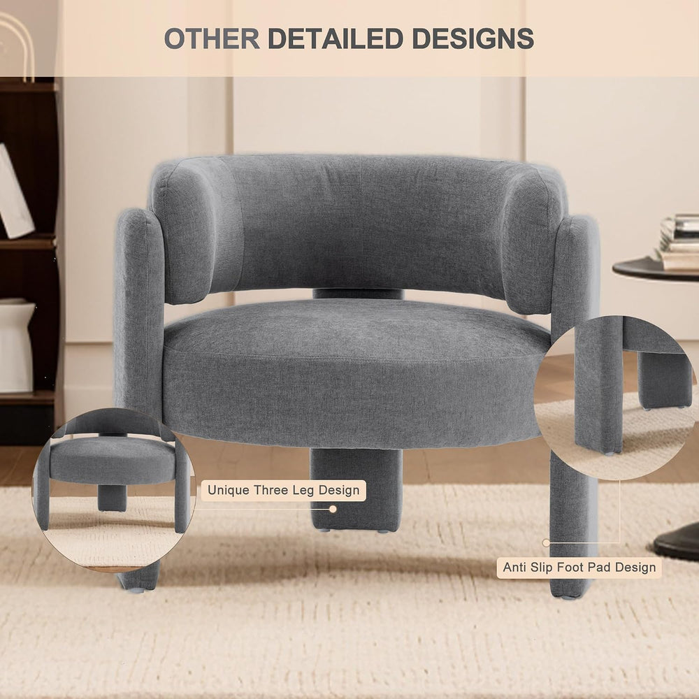 Modern Accent Barrel Chair,Mid Century Single Armchair with Curved Backrest U...