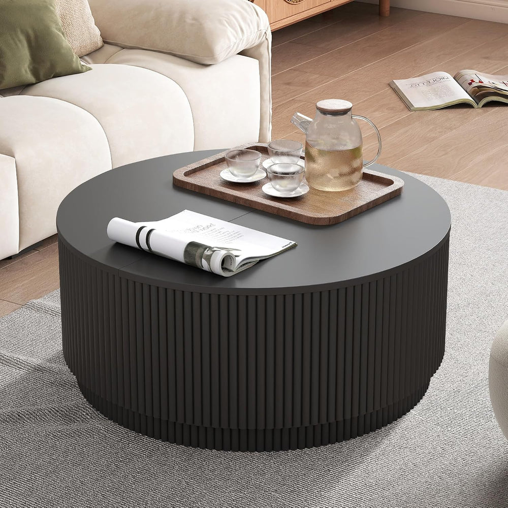 31.5" Round Coffee Table with Storage, Modern Accent Coffee Tables with ...