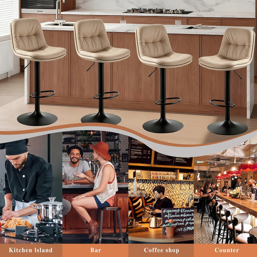 Bar Stools Set of 2 Swivel Adjustable Bar Chairs Counter Height