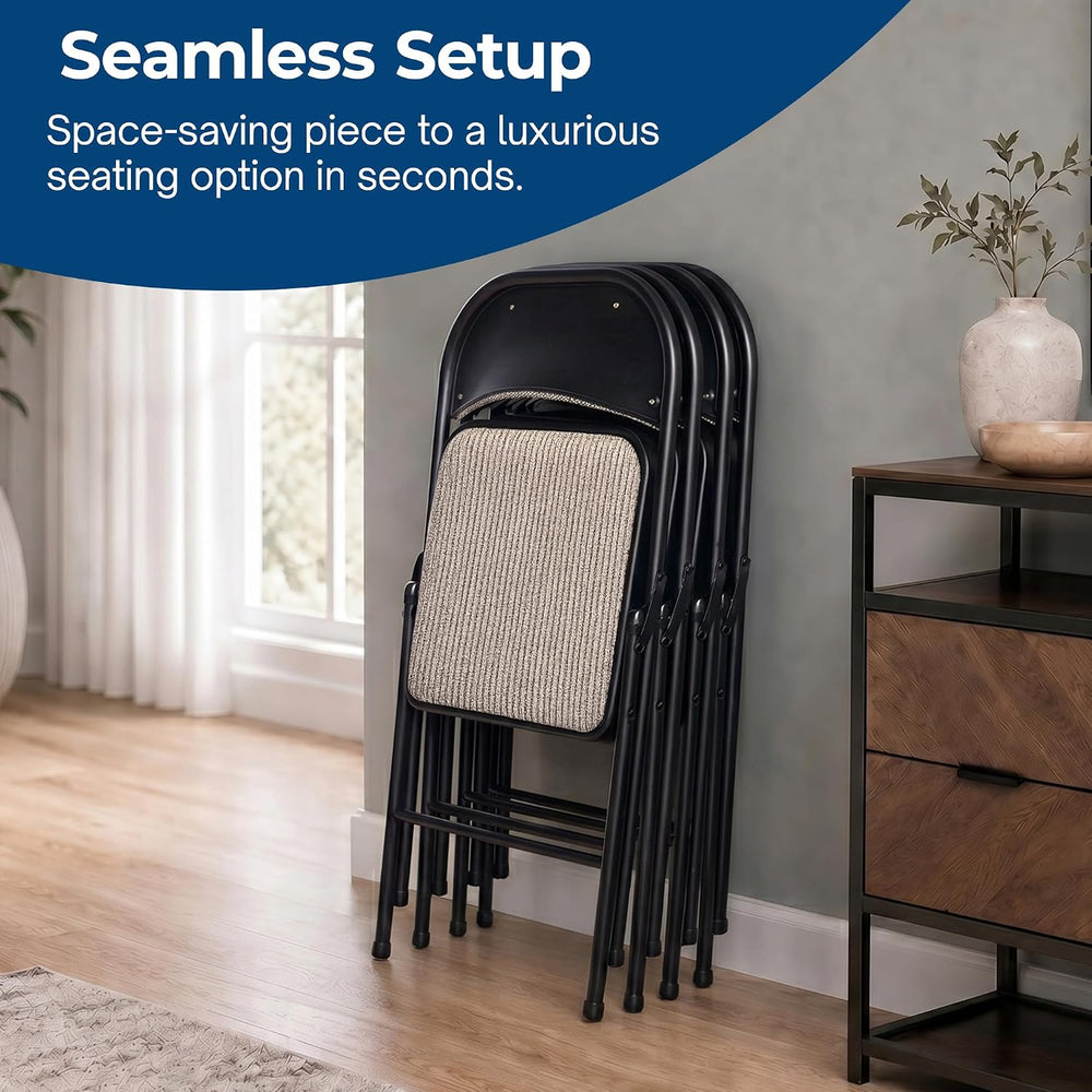 Sudden Comfort Deluxe Padded Folding Dining Chairs, Cinnabar/Motif, 4 Pack
