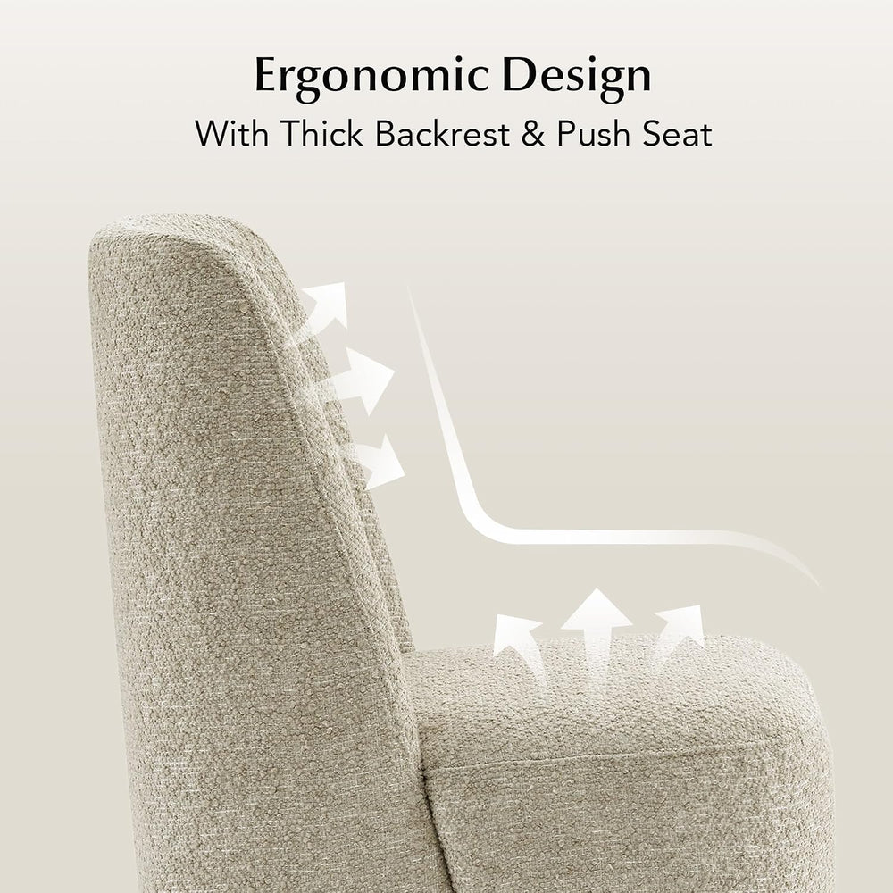 CHITA Upholstered Rolling Dining Chair on Casters Set of 2, Oatmeal