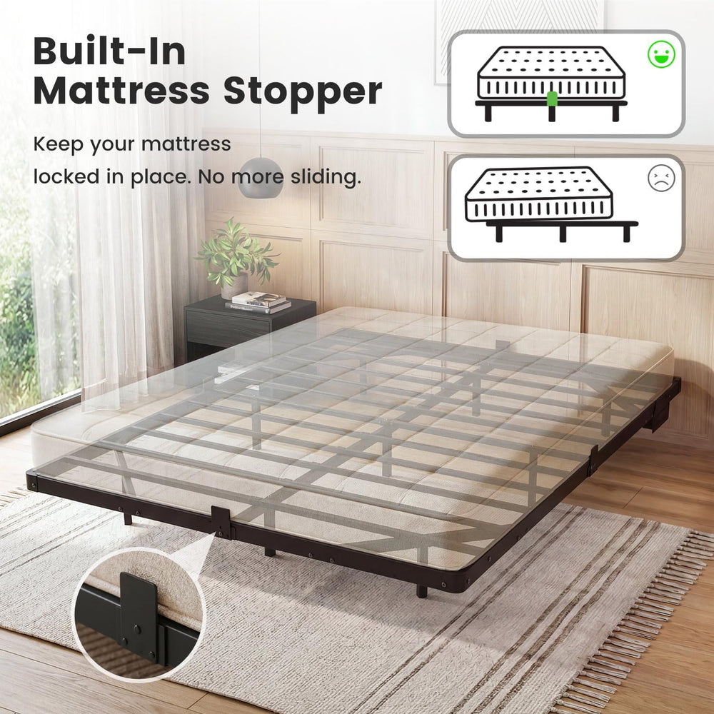 Liians Queen Floating Bed Frame with Smart LED Lights, USB Charging Station