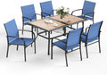 SUNSHINE VALLEY 7pc Patio Dining Set, 60”Metal Table (PVC Top) & 6 Chairs