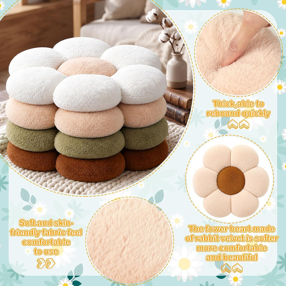 Coume 4 Pcs Fall Flower Pillows 15" Plush Flower Shaped Pillows Fall Decor