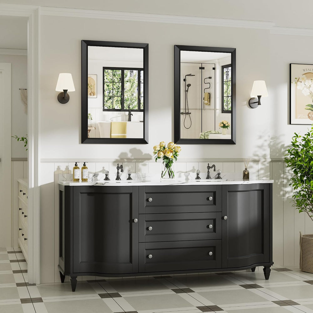 Briivue 24X36 Black Bathroom Mirror for Over Sink, 2-Pack