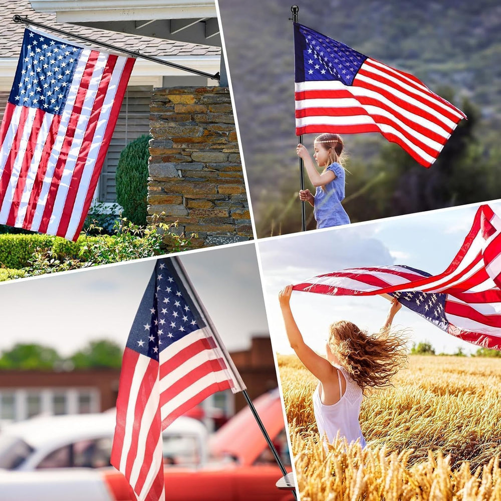 American Flag with Pole Kit - Includes 5ft Tangle Free Metal Flag Pole,4x6 Em...
