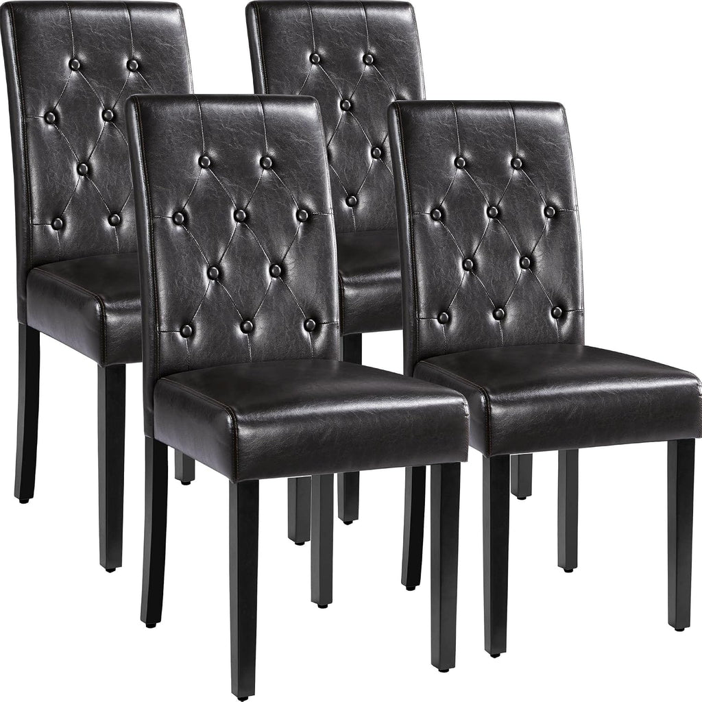 Yaheetech Dining Chairs Set of 4 Button Tufted Kitchen Chairs Brown