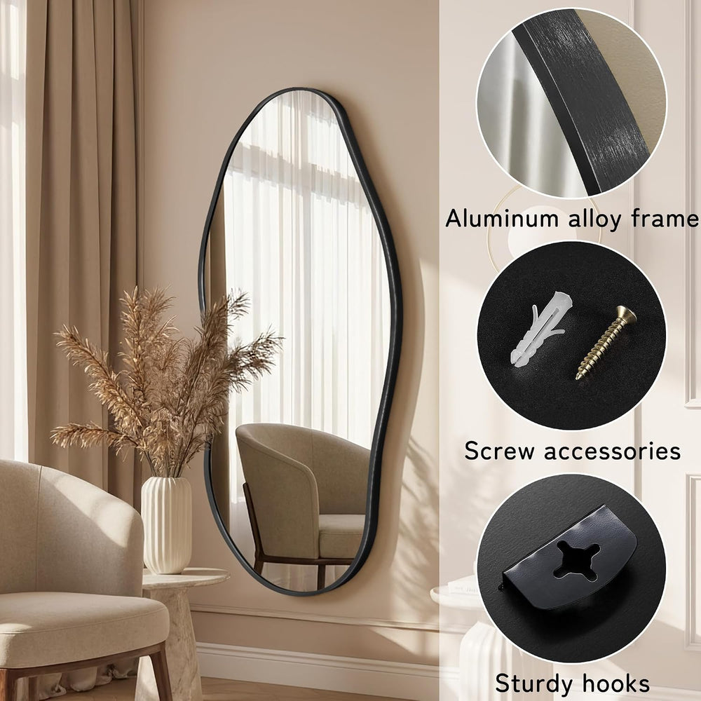 Irregular Full Length Mirror-Black Mirrors for Wall Home Decor 55"x 23&q...