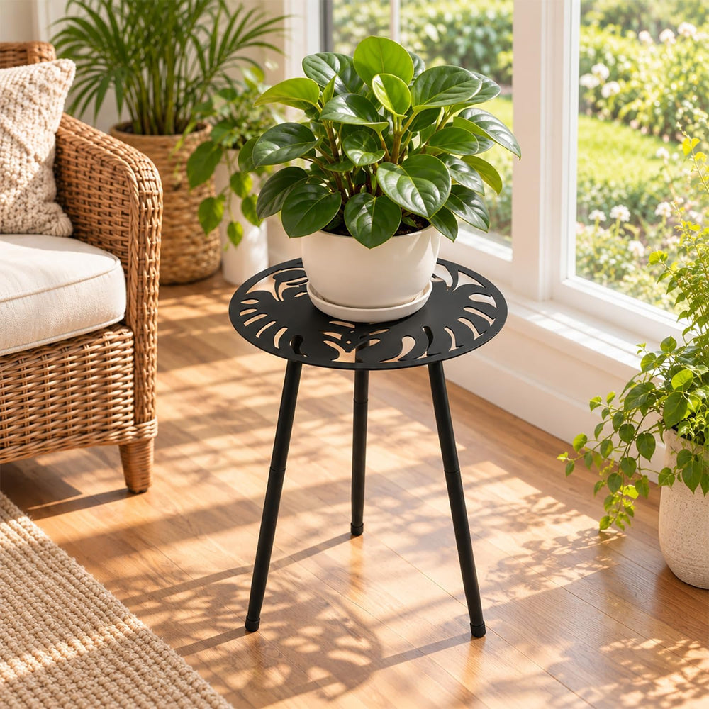 2-Pack Small Metal Side Tables Outdoor Patio Round Accent Table Modern Indoor...
