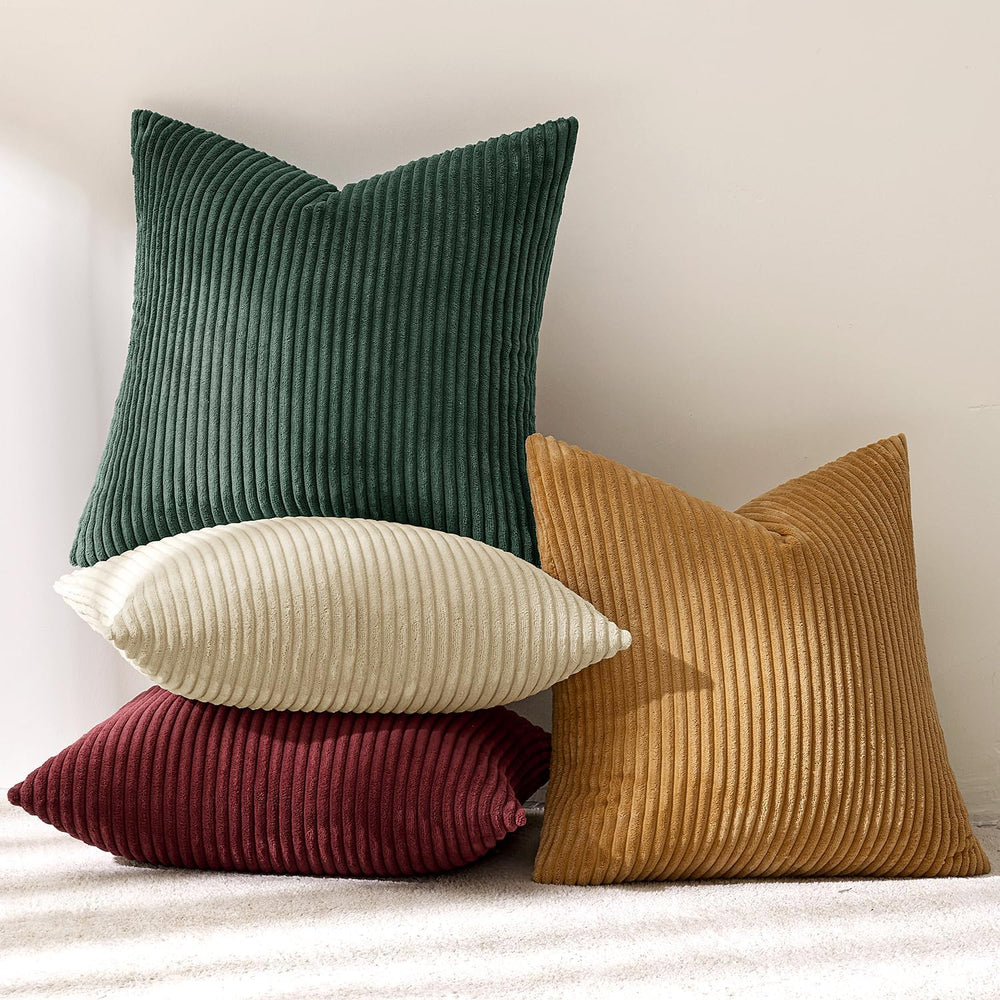 MIULEE Corduroy Decorative Throw Pillow Covers Christmas Red Green 18x18