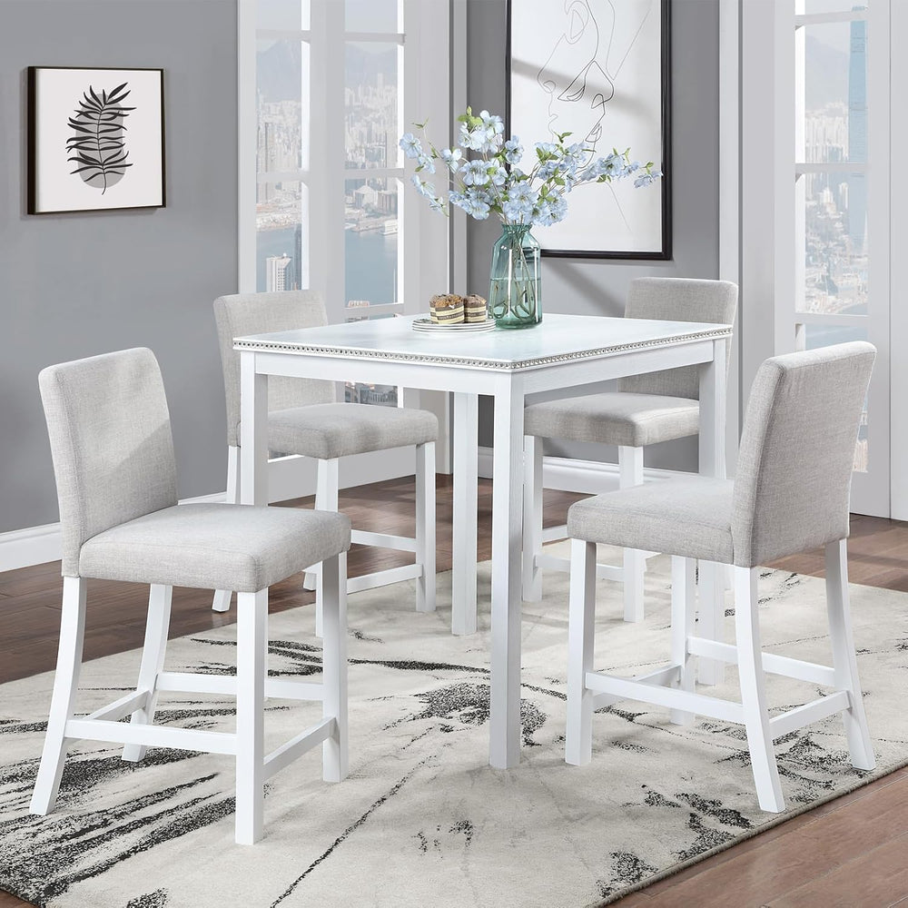 LUMISOL 5-Piece Dining Table Set for 4, Farmhouse Counter Height Kitchen Tabl...