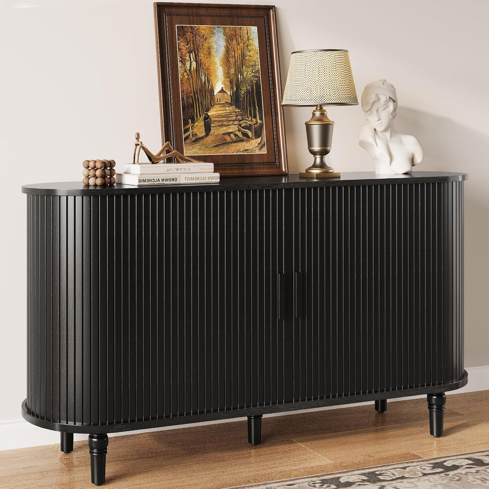 55" Sideboard Buffet Cabinet with Storage - Fluted Credenza Storage Cabinet