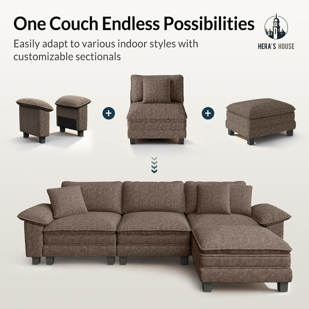 HERA'S HOUSE 3 Pieces Modular Sectional Couch Set with Armchair Loveseat