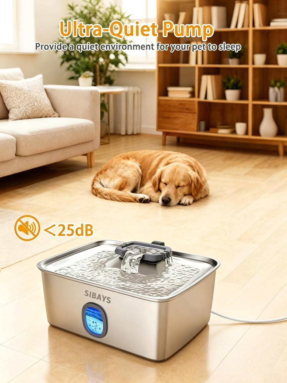 SIBAYS Large Dog Water Fountain, 4Gal/15L Large Capacity Stainless Steel Dog ...