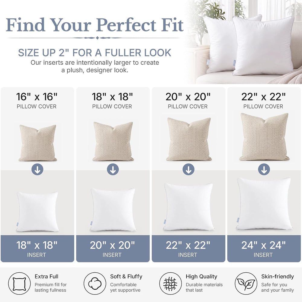 Leeden 26x26 Pillow Inserts Set of 2-26 Inch Oversized Pillow Insert, Soft Fl...